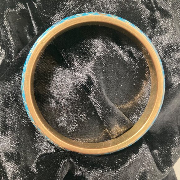 Womens Brass Inlaid Turquoise Cloisonne‎ Bracelet 3"D 8" Inner Circumference - Picture 4 of 7